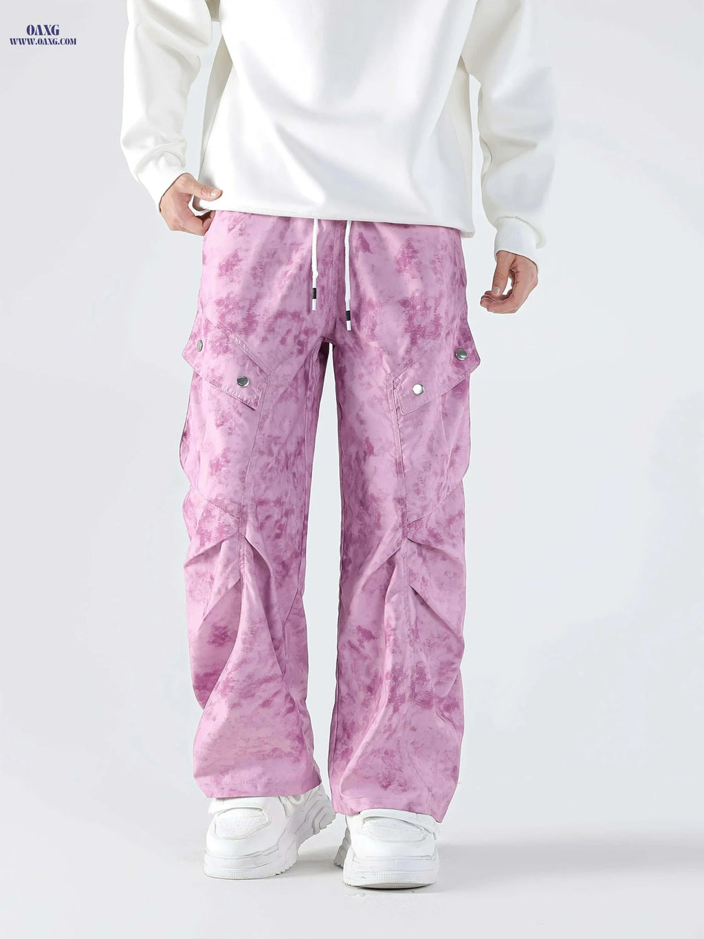 Loose Fit Camouflage Cargo Pants - Men's Streetwear, Multiple Pockets   OAXG Ivory White / S