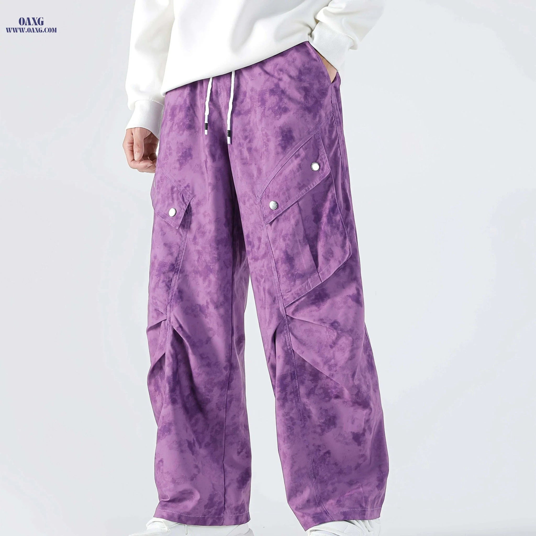 Loose Fit Camouflage Cargo Pants - Men's Streetwear, Multiple Pockets   OAXG Ivory White / S
