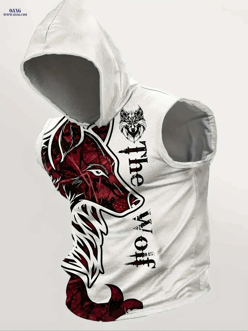 Loose Fit Men's Wolf Graphic Vest - Summer Sleeveless Streetwear   OAXG White / M