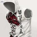 Loose Fit Men's Wolf Graphic Vest - Summer Sleeveless Streetwear   OAXG White / M