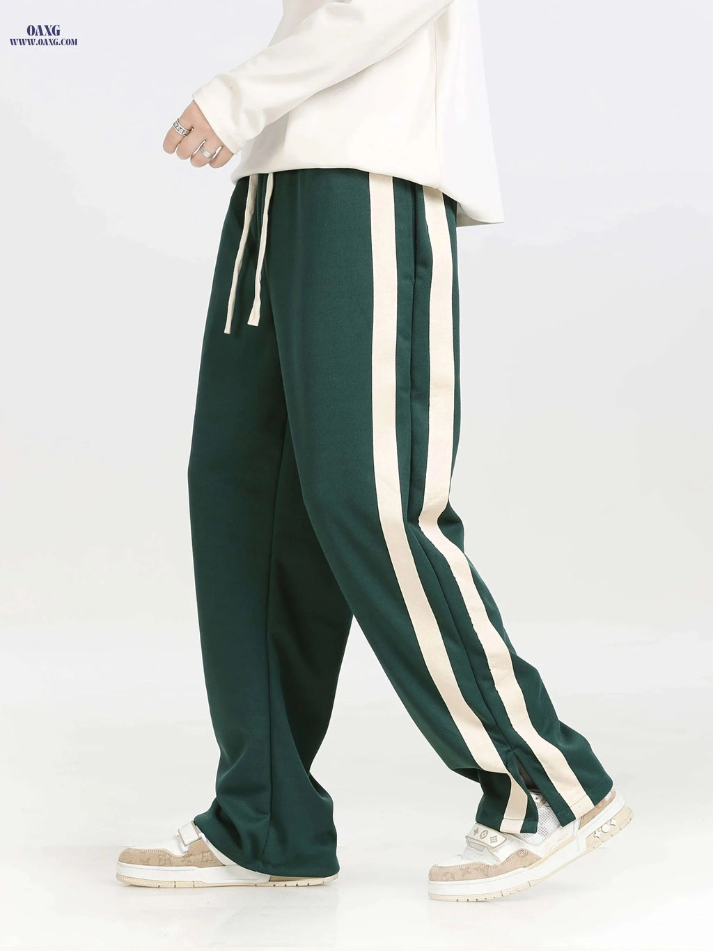Loose-Fitting Knitted Sports Pants for Men - All Seasons, Drawstring Waist   OAXG 