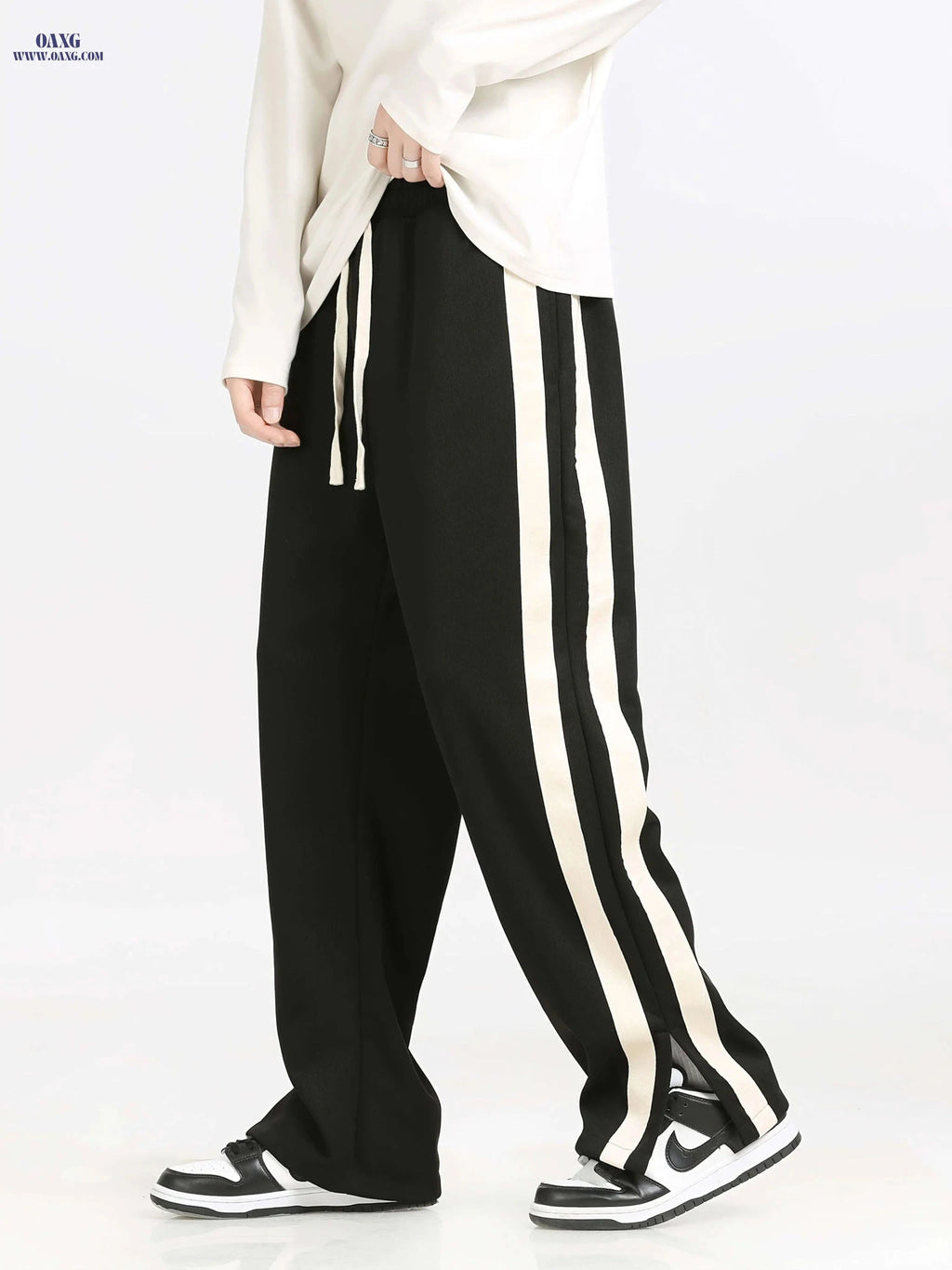 Loose-Fitting Knitted Sports Pants for Men - All Seasons, Drawstring Waist   OAXG Grey / FR XS