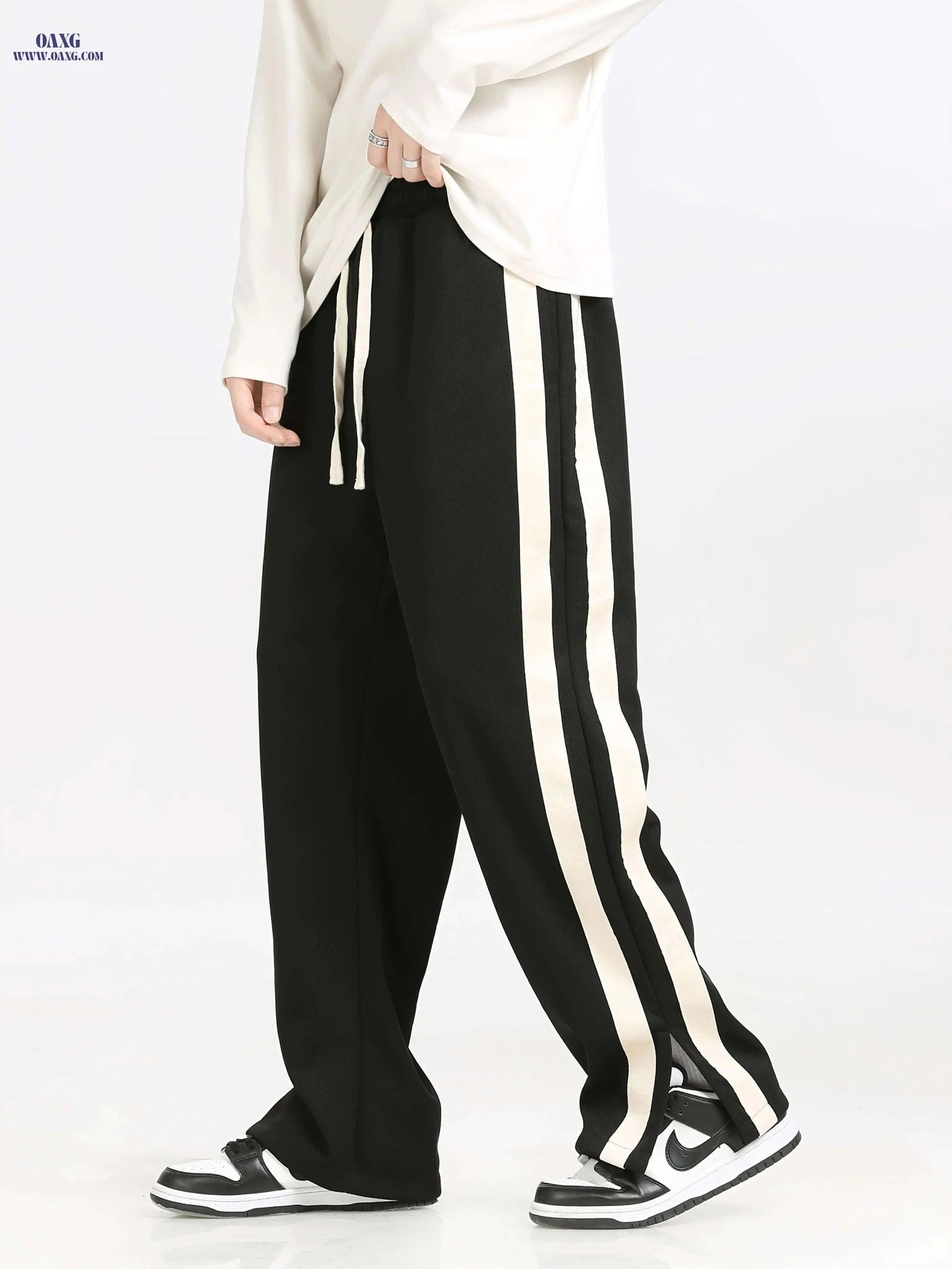 Loose-Fitting Knitted Sports Pants for Men - All Seasons, Drawstring Waist   OAXG Grey / FR XS