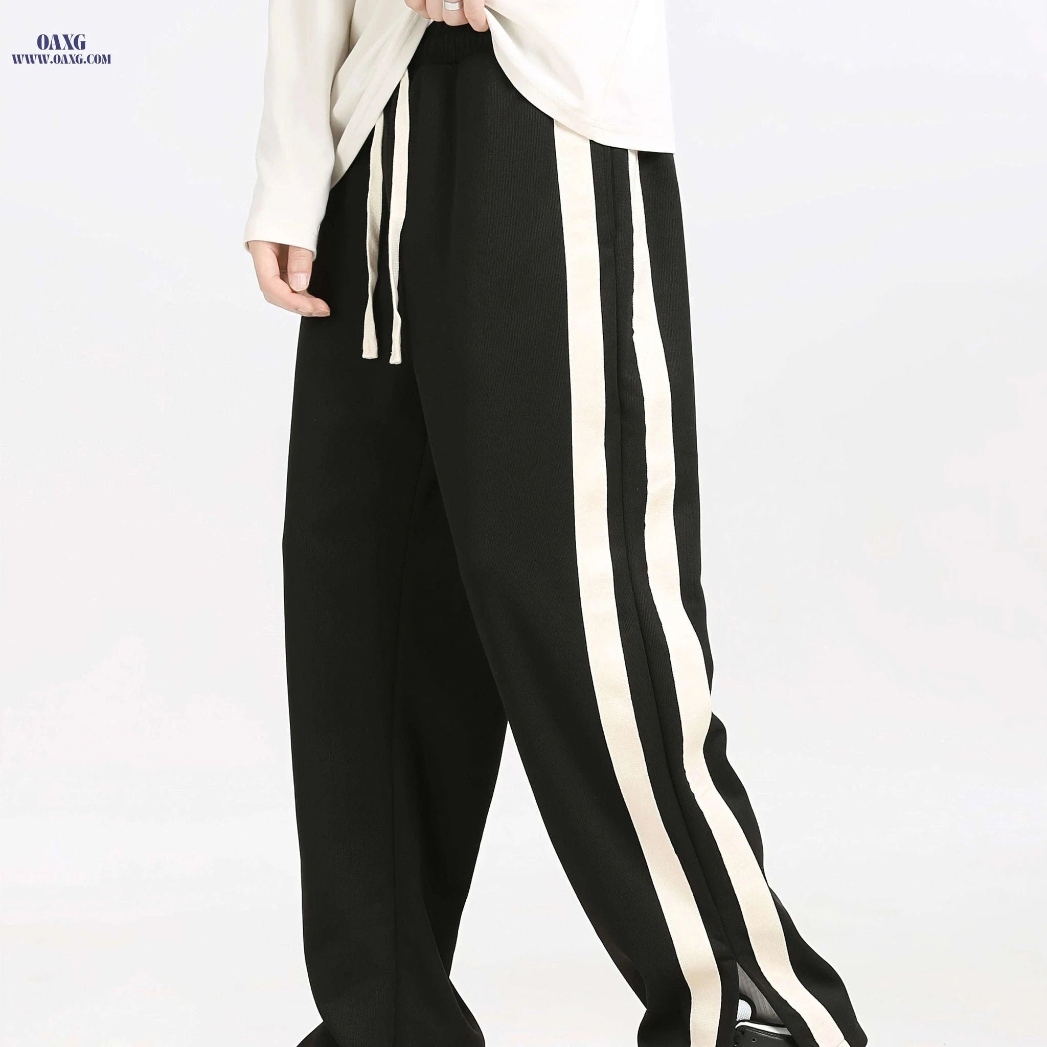 Loose-Fitting Knitted Sports Pants for Men - All Seasons, Drawstring Waist   OAXG Grey / FR XS