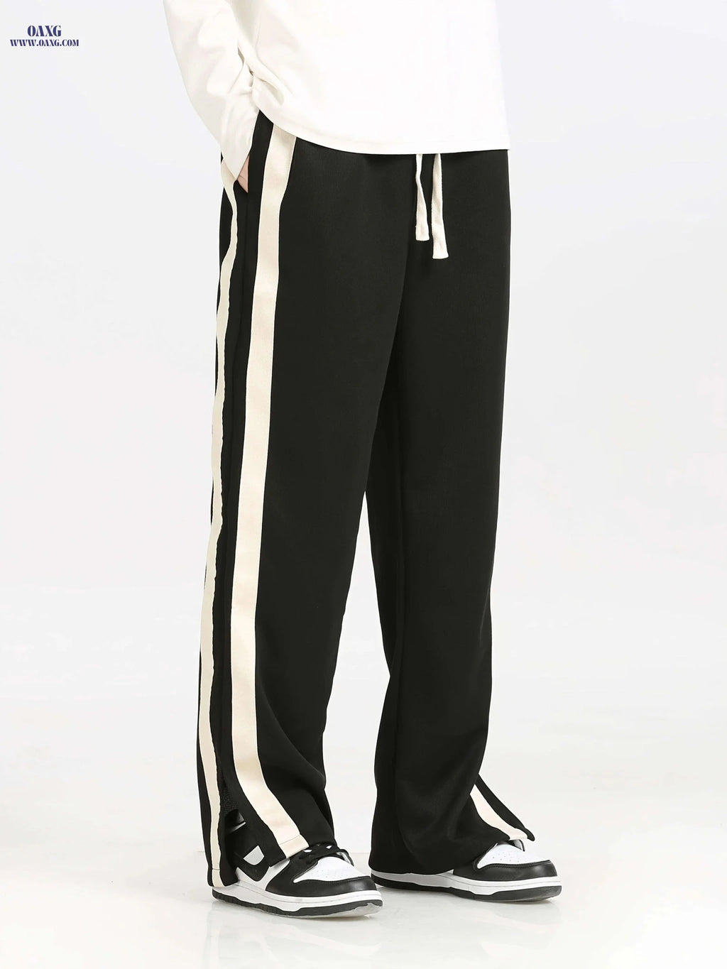 Loose-Fitting Knitted Sports Pants for Men - All Seasons, Drawstring Waist   OAXG 