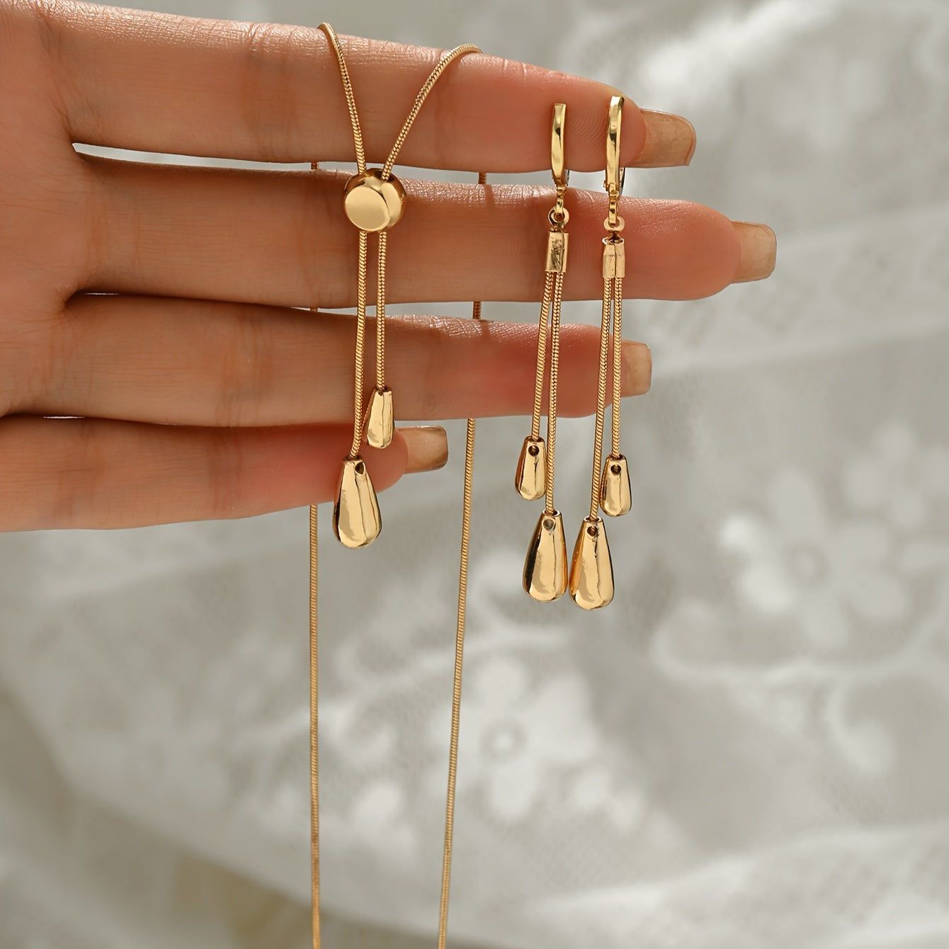 LORYLIN Ensemble de Bijoux Mode - Collier et Boucles d'Oreilles en Chaîne   OAXG Golden