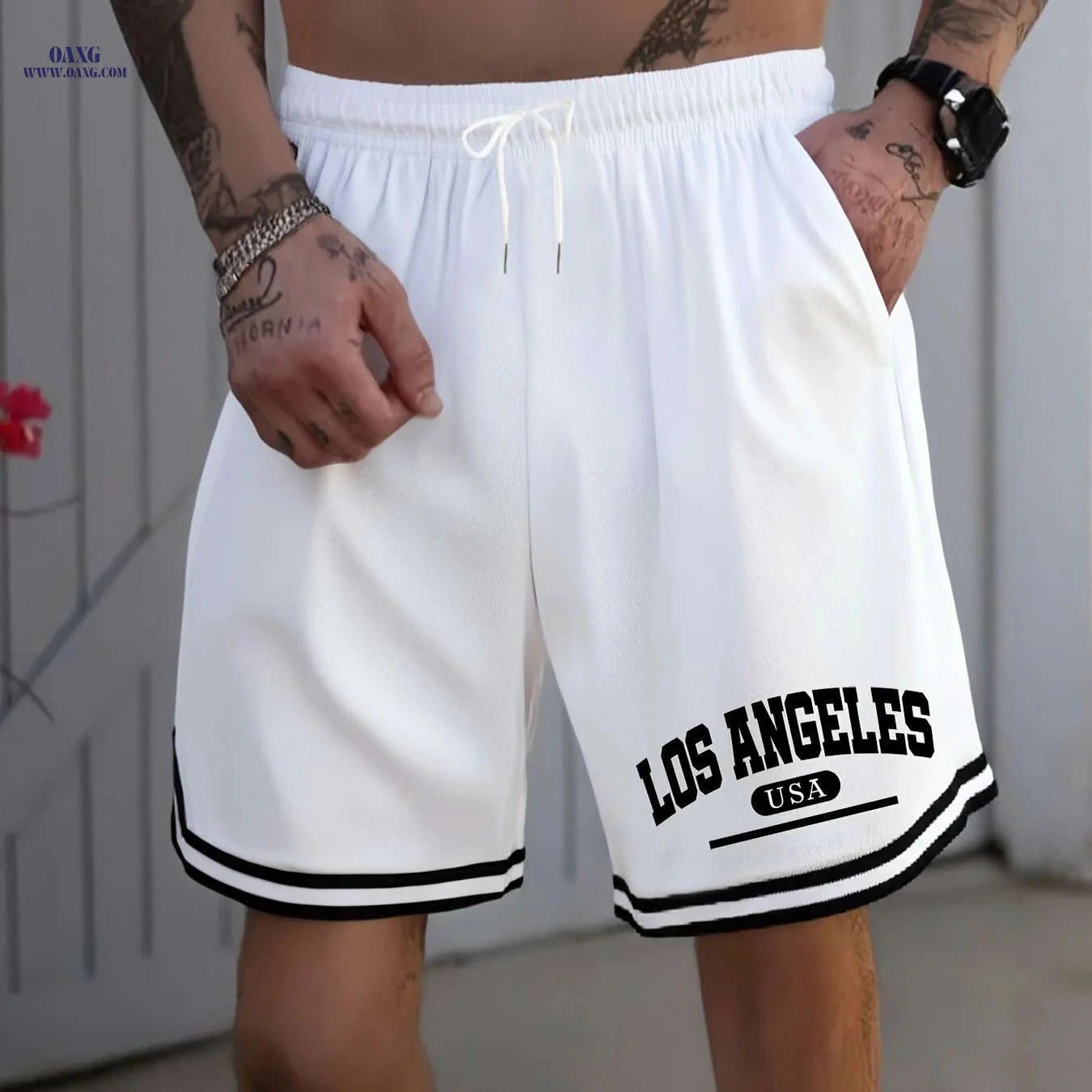 LOS ANGELES Men's Basketball Shorts - Lightweight, Breathable & Printed   OAXG 