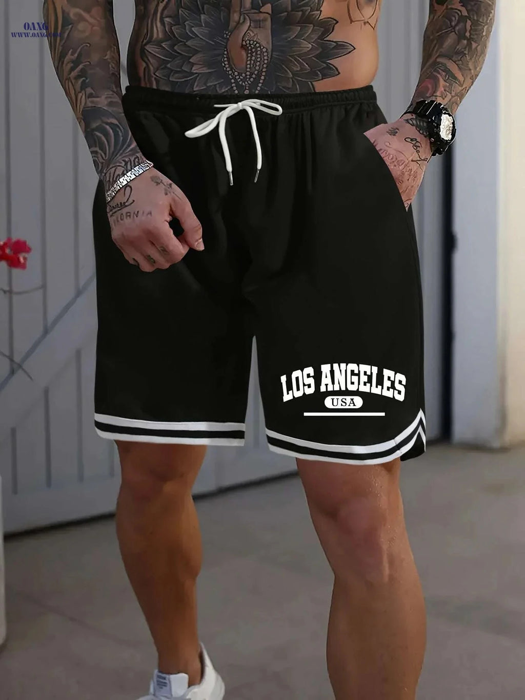 LOS ANGELES Men's Basketball Shorts - Lightweight, Breathable & Printed   OAXG Black / S