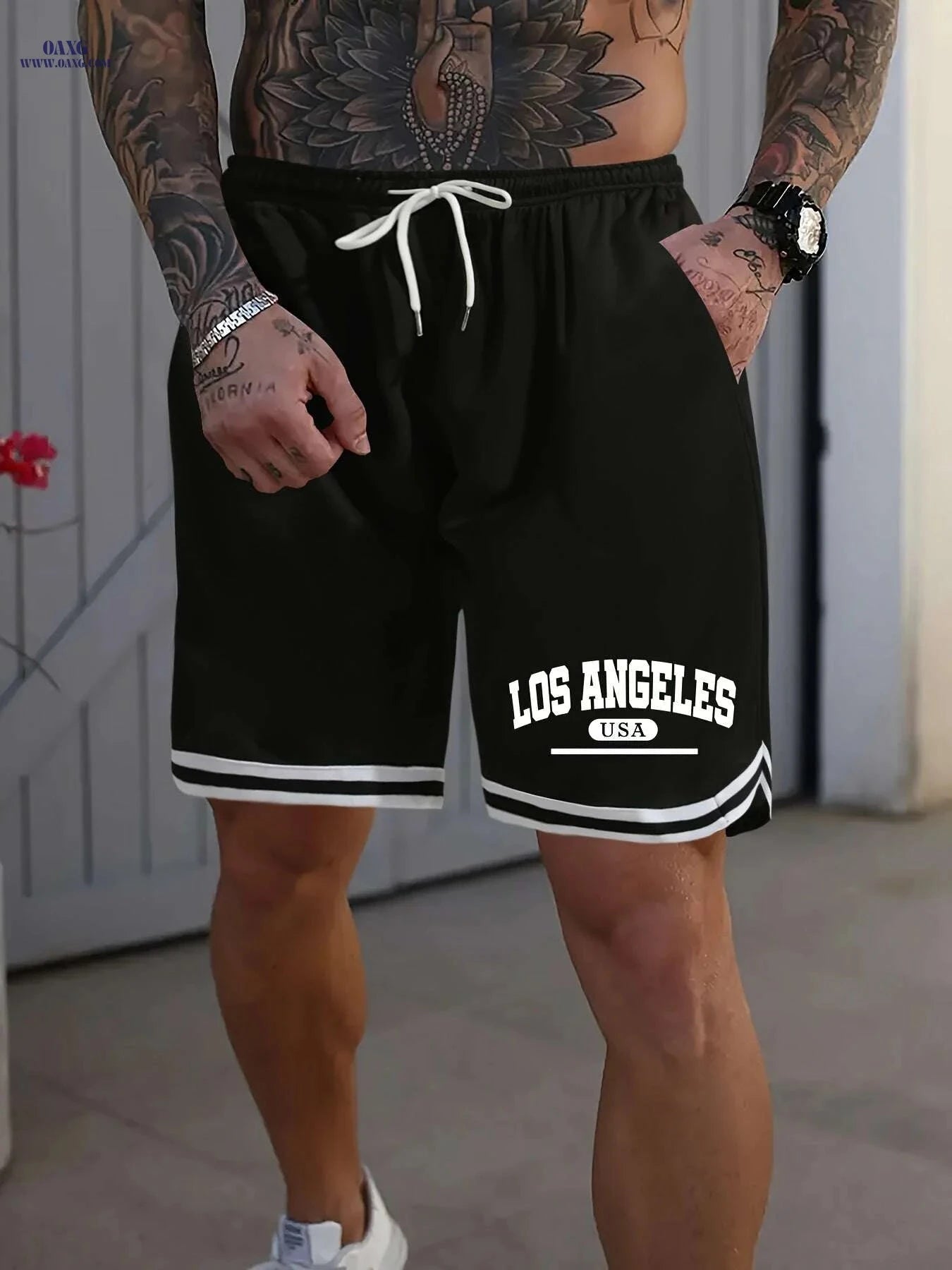 LOS ANGELES Men's Basketball Shorts - Lightweight, Breathable & Printed   OAXG Black / S