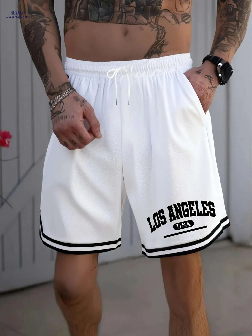 LOS ANGELES Men's Basketball Shorts - Lightweight, Breathable & Printed   OAXG Black / S