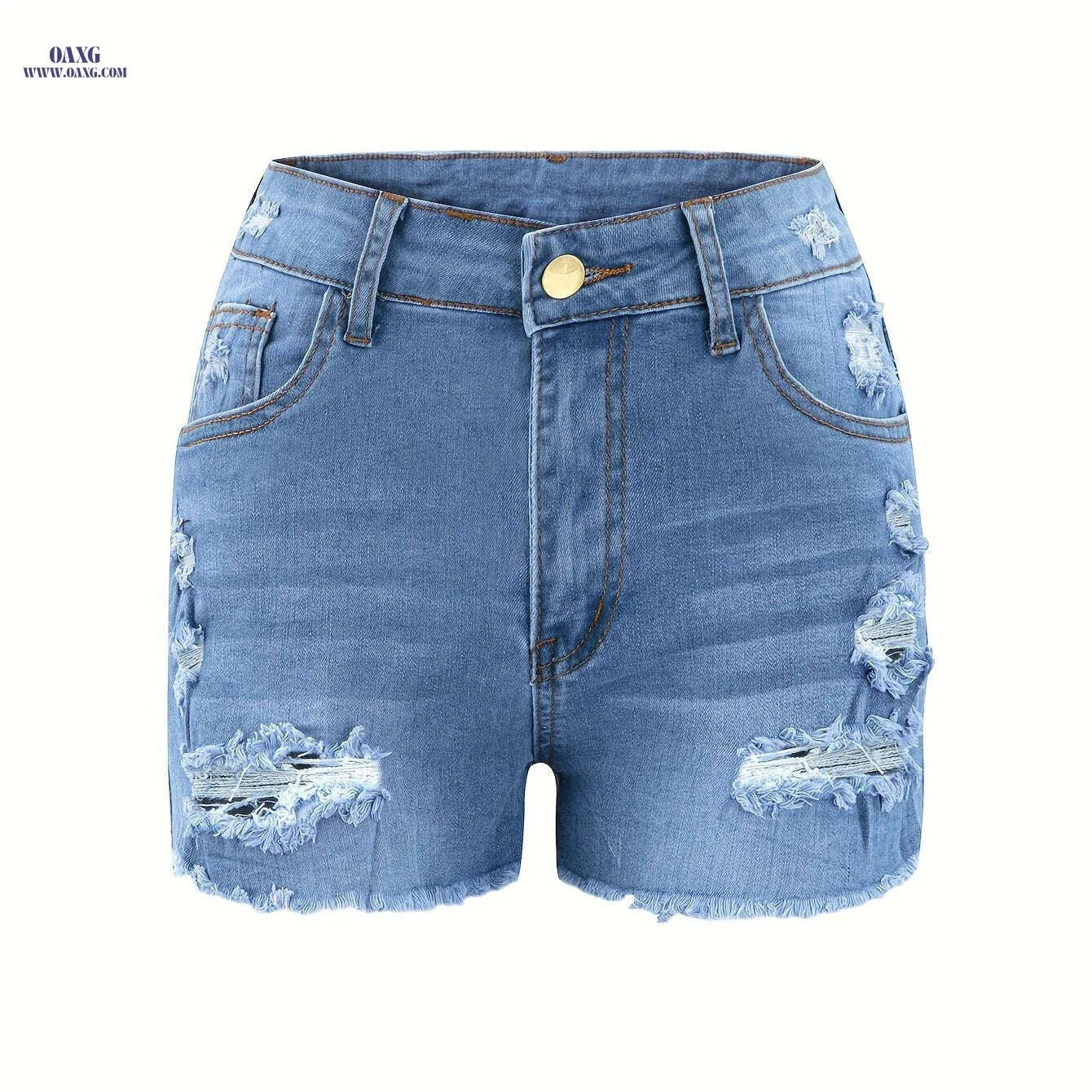 Low Waisted Elastic Denim Shorts - Stylish High Stretch for Women   OAXG 