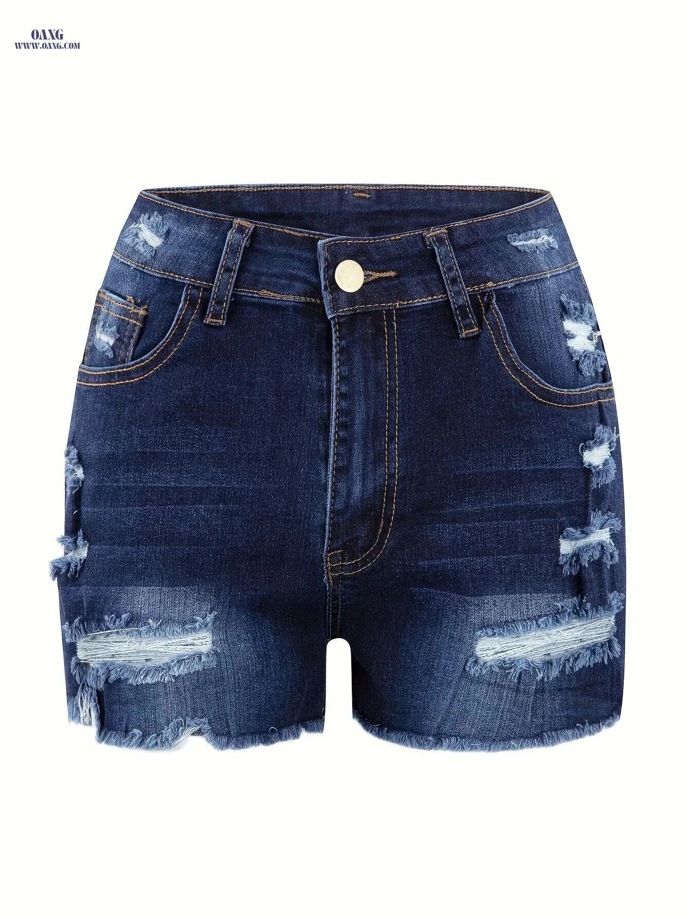 Low Waisted Elastic Denim Shorts - Stylish High Stretch for Women   OAXG 