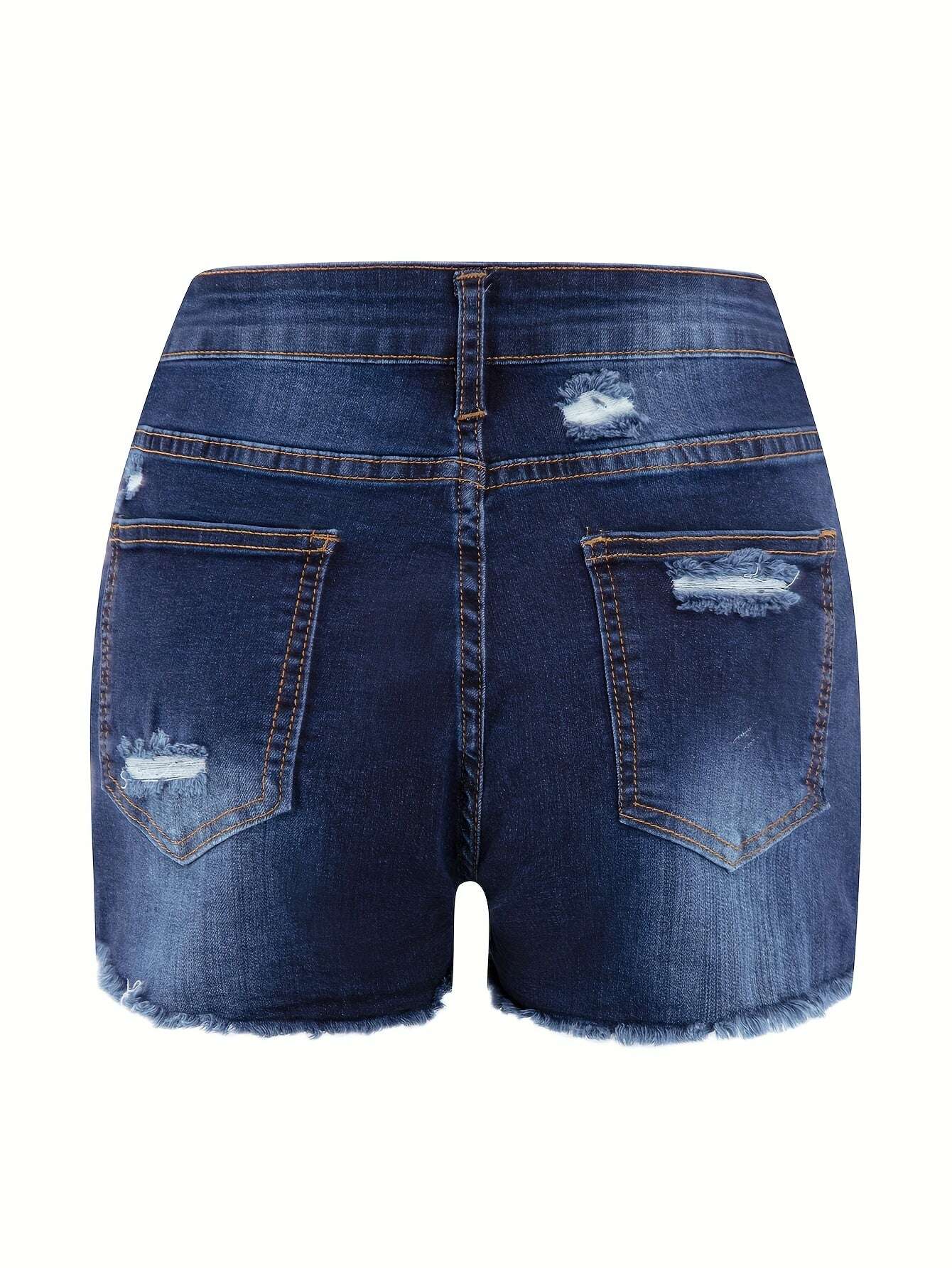 Low Waisted Elastic Denim Shorts - Stylish High Stretch for Women   OAXG Black / S