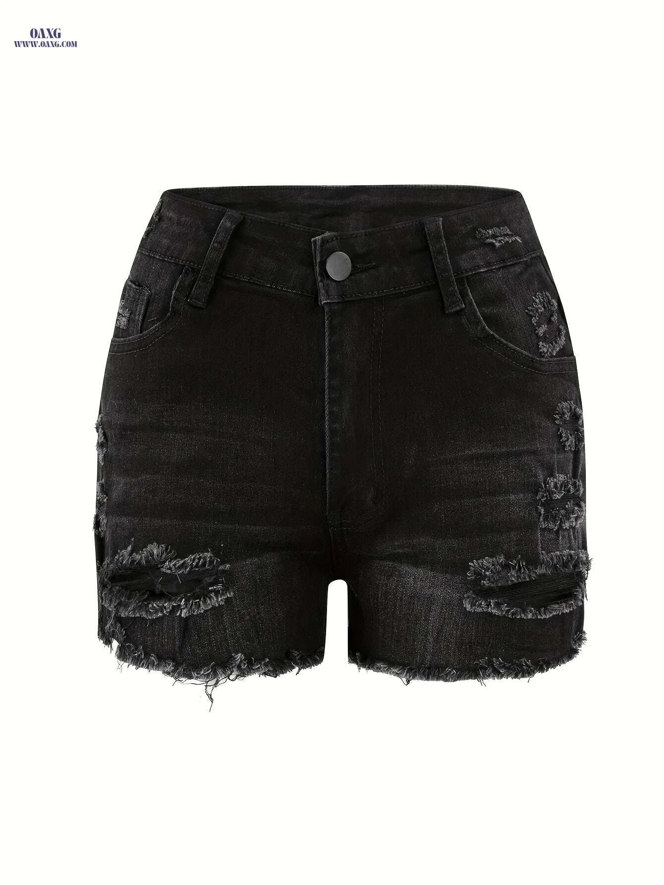 Low Waisted Elastic Denim Shorts - Stylish High Stretch for Women   OAXG 