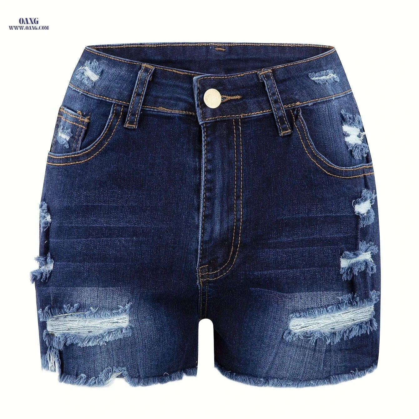 Low Waisted Elastic Denim Shorts - Stylish High Stretch for Women   OAXG 