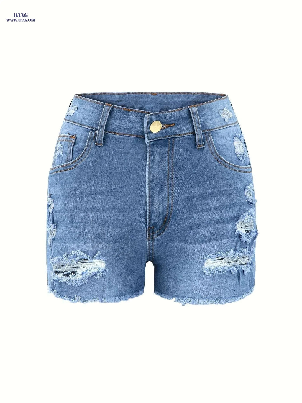 Low Waisted Elastic Denim Shorts - Stylish High Stretch for Women   OAXG 