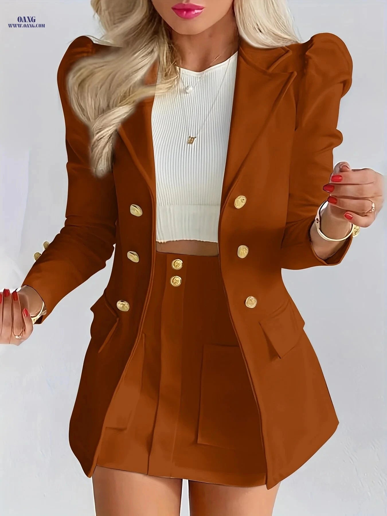 LUDOMI Women's Solid Color Casual Suit - Elegant Fall/Winter Style   OAXG 