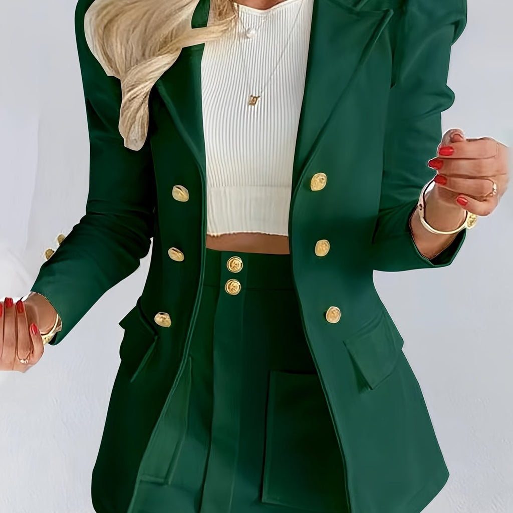 LUDOMI Women's Solid Color Casual Suit - Elegant Fall/Winter Style   OAXG White / XS