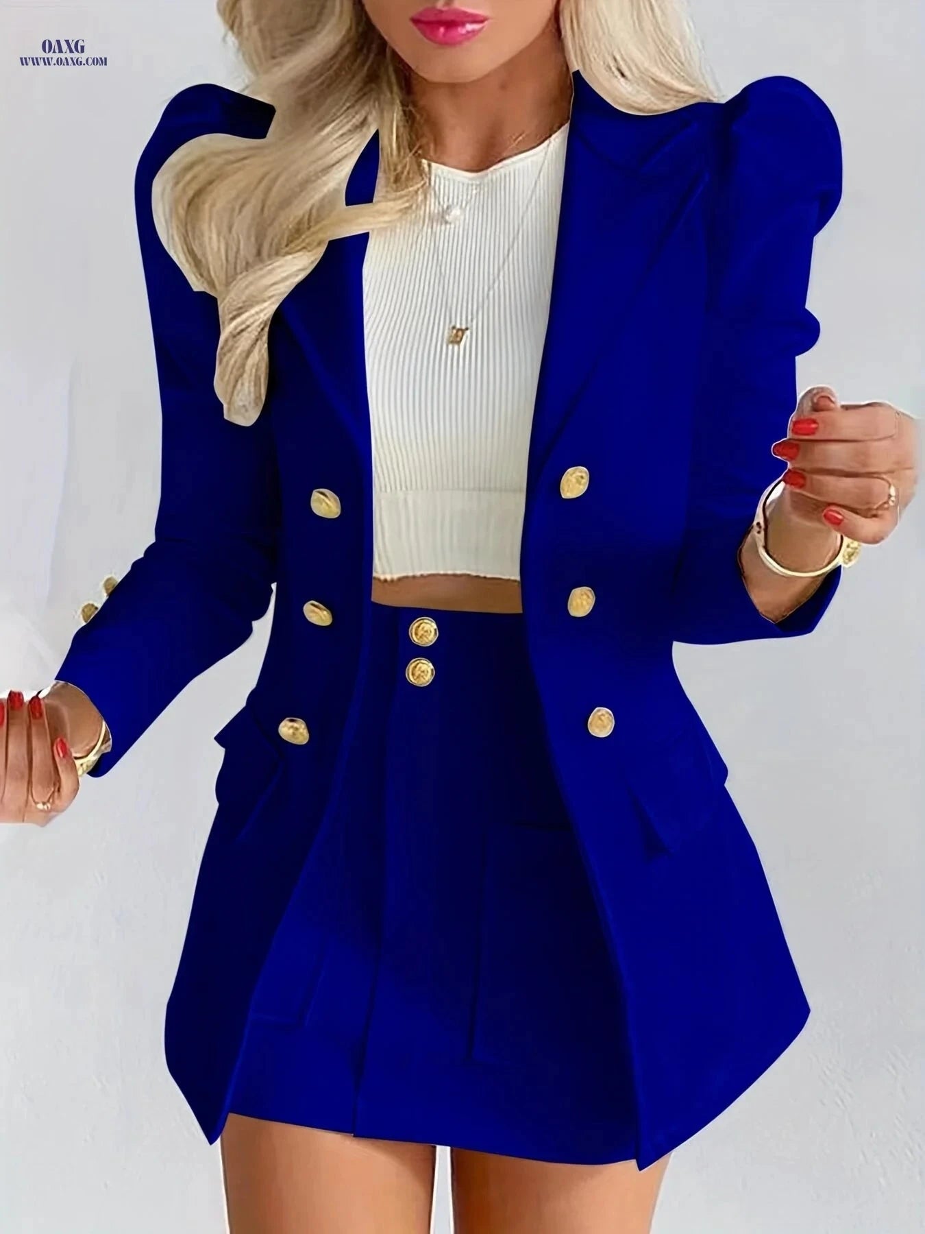 LUDOMI Women's Solid Color Casual Suit - Elegant Fall/Winter Style   OAXG White / XS