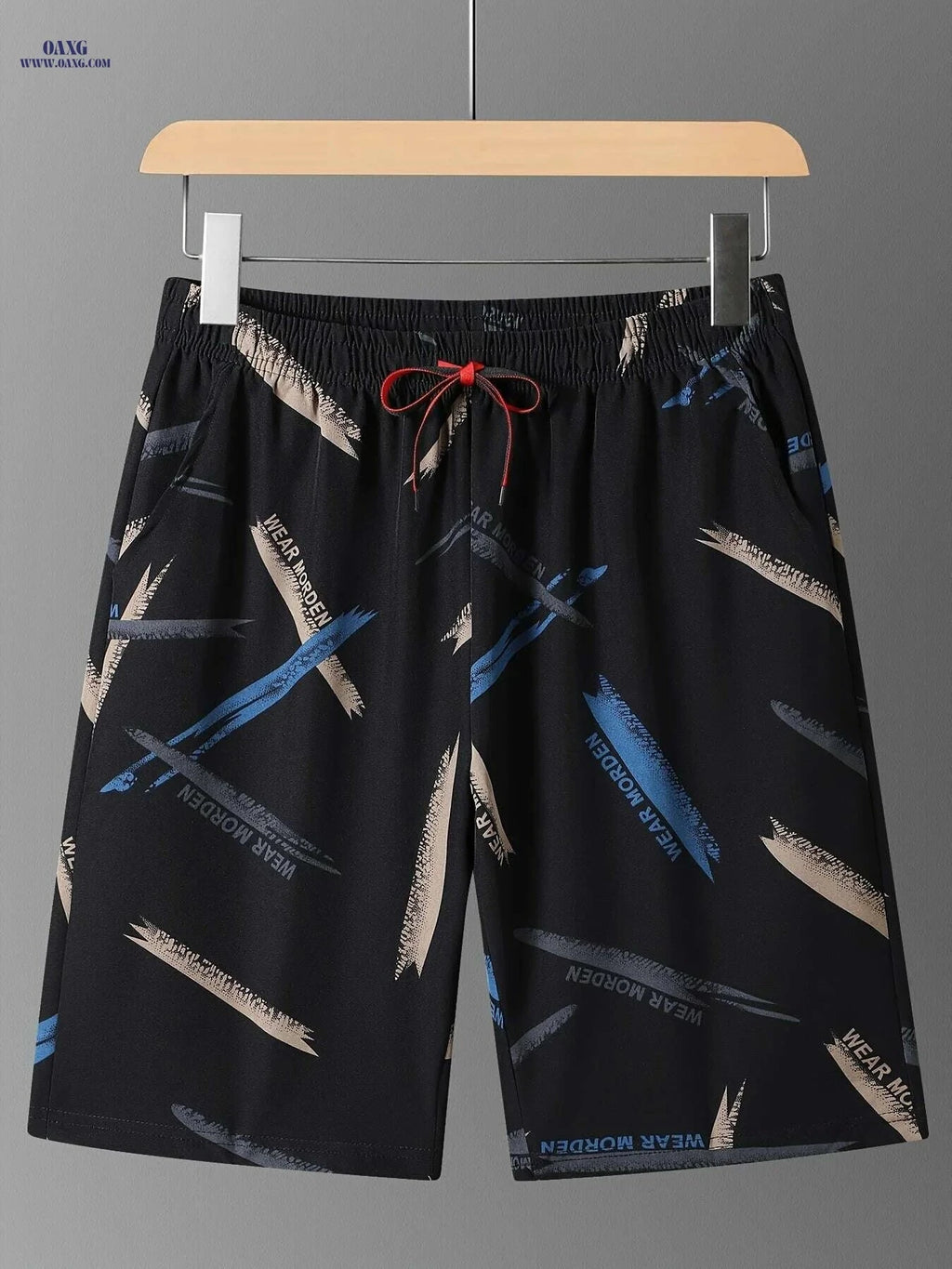 Luxury Men's Summer Shorts - Polyester-Spandex, Knee-Length Casual Comfort   OAXG Black / S