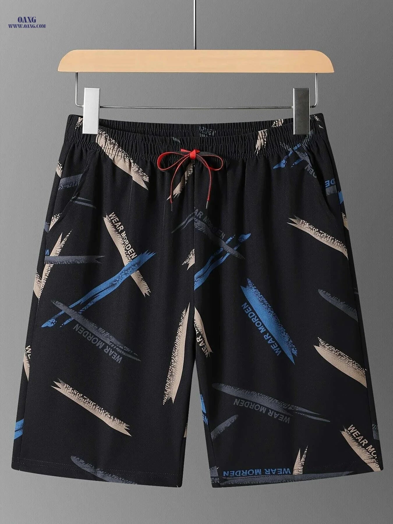 Luxury Men's Summer Shorts - Polyester-Spandex, Knee-Length Casual Comfort   OAXG Black / S