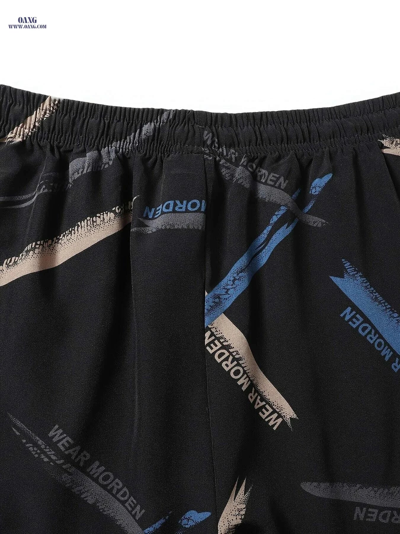 Luxury Men's Summer Shorts - Polyester-Spandex, Knee-Length Casual Comfort   OAXG Black / S