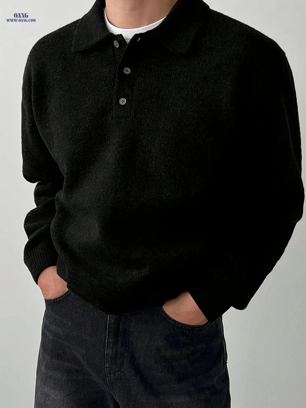 LVLAEA Men's Collar Sweater - Cozy Winter Pullover for Easy Styling   OAXG Coffee Brown / FR S