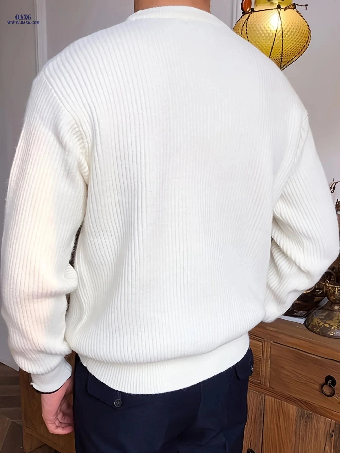 LVLAEA Men's Long Sleeve Knit Pullover - Casual British Style Sweater   OAXG Black / FR S