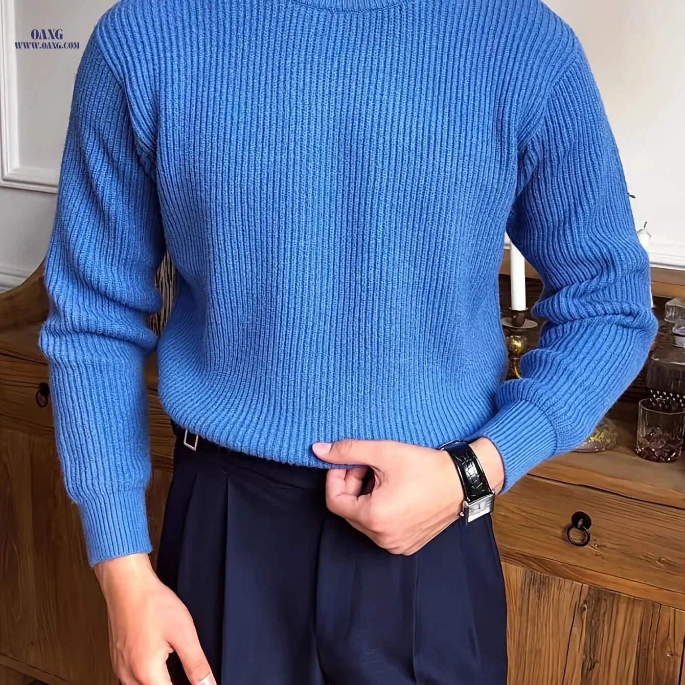 LVLAEA Men's Long Sleeve Knit Pullover - Casual British Style Sweater   OAXG 