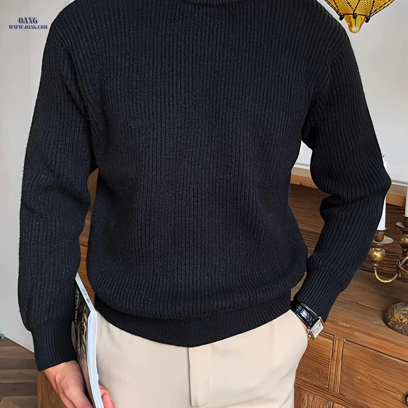 LVLAEA Men's Long Sleeve Knit Pullover - Casual British Style Sweater   OAXG 