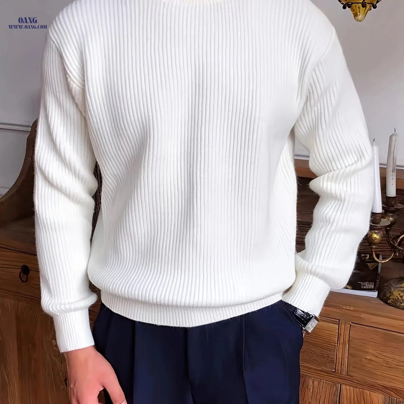LVLAEA Men's Long Sleeve Knit Pullover - Casual British Style Sweater   OAXG 