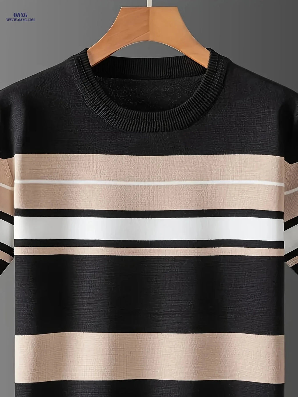 LVLAEA Men's Short-Sleeve Striped T-Shirt - Trendy Summer Fashion   OAXG White / FR S