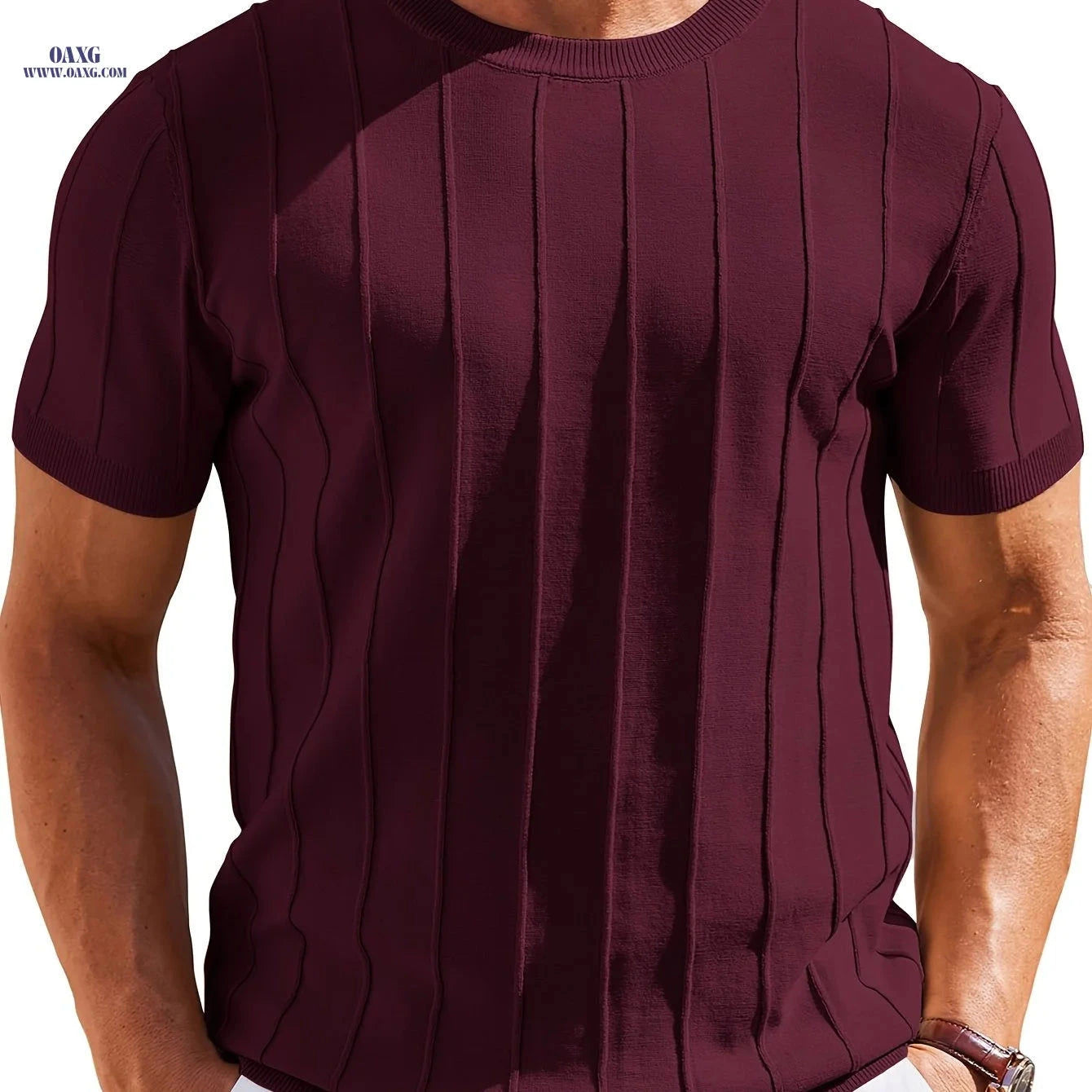 LVLAEA Summer Minimalist Round Neck T-Shirt for Men - Casual Knitwear   OAXG 