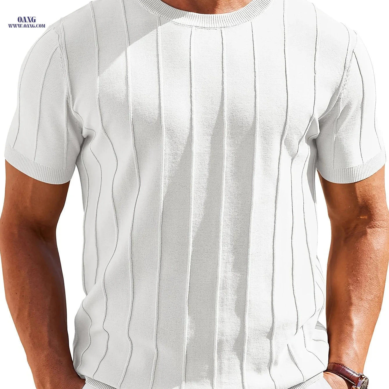 LVLAEA Summer Minimalist Round Neck T-Shirt for Men - Casual Knitwear   OAXG 