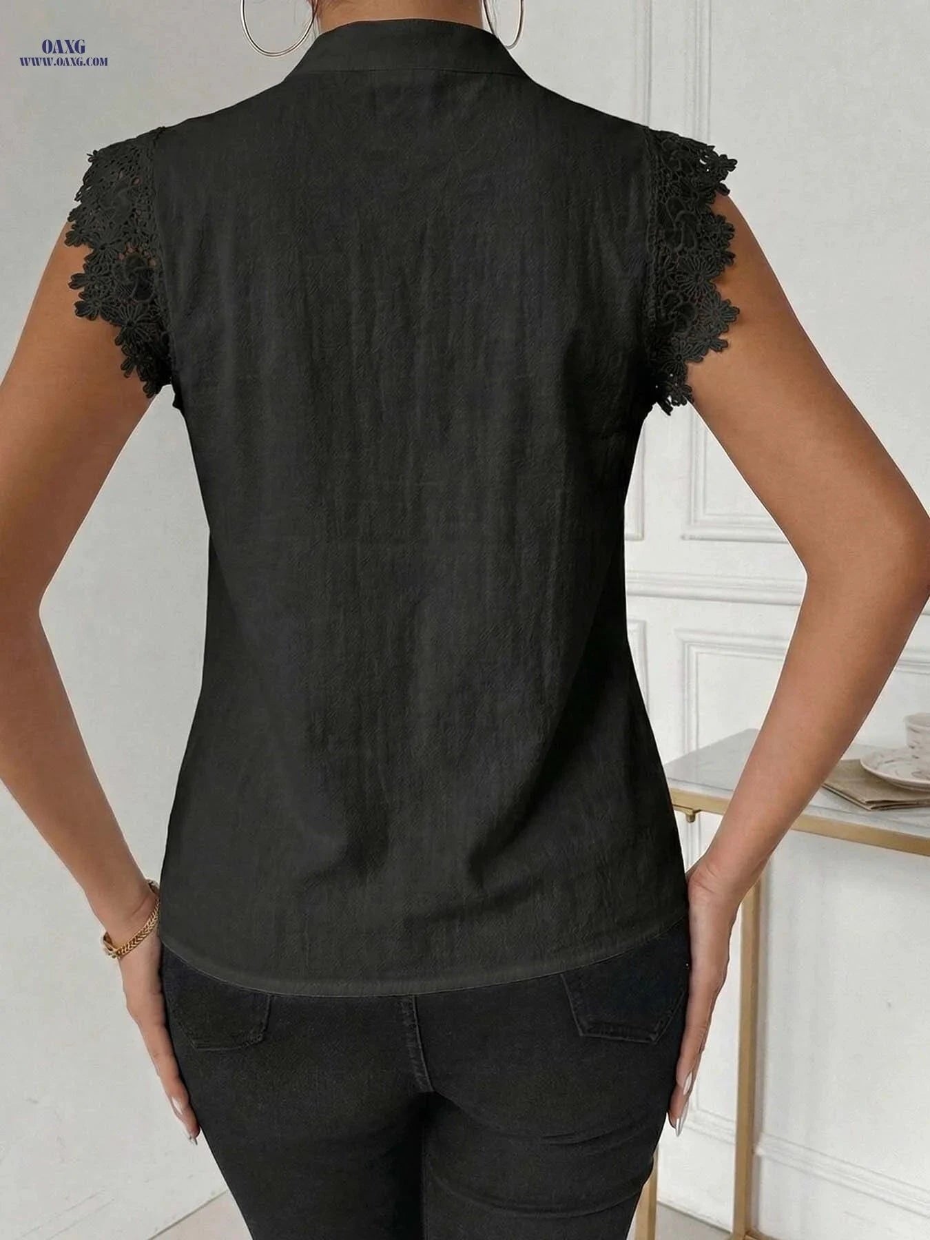 MANAIXUAN Women's Vintage Stand Collar Button-Up Sleeveless Shirt   OAXG White / S