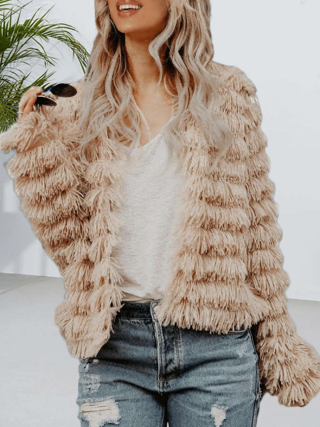 Manteau Femme Automne Hiver - Veste Vintage à Manches Longues   OAXG White / S