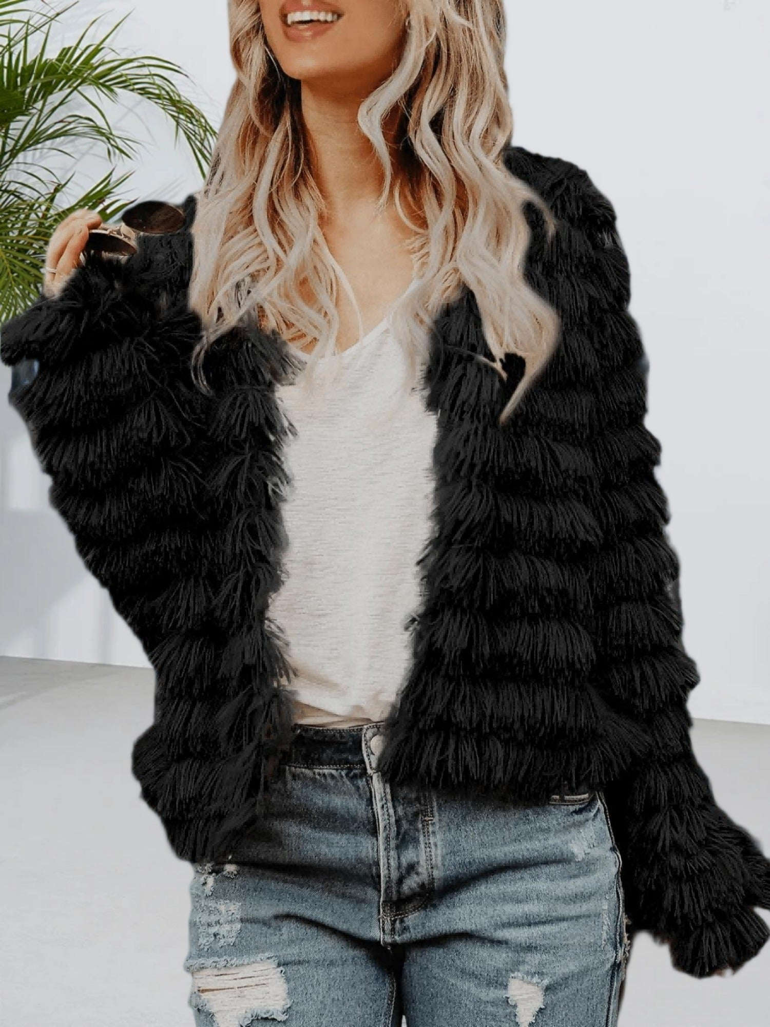 Manteau Femme Automne Hiver - Veste Vintage à Manches Longues   OAXG White / S
