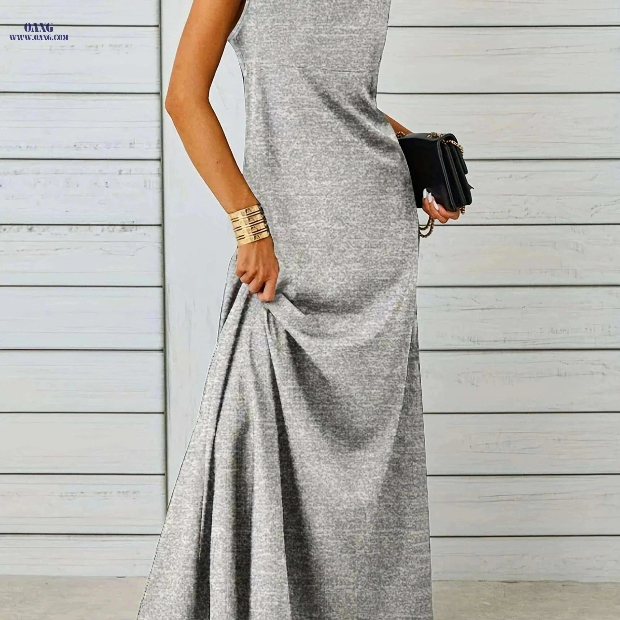 Maxi Tank Dress for Women - Sleeveless Casual Fit and Flare Style   OAXG Black / S