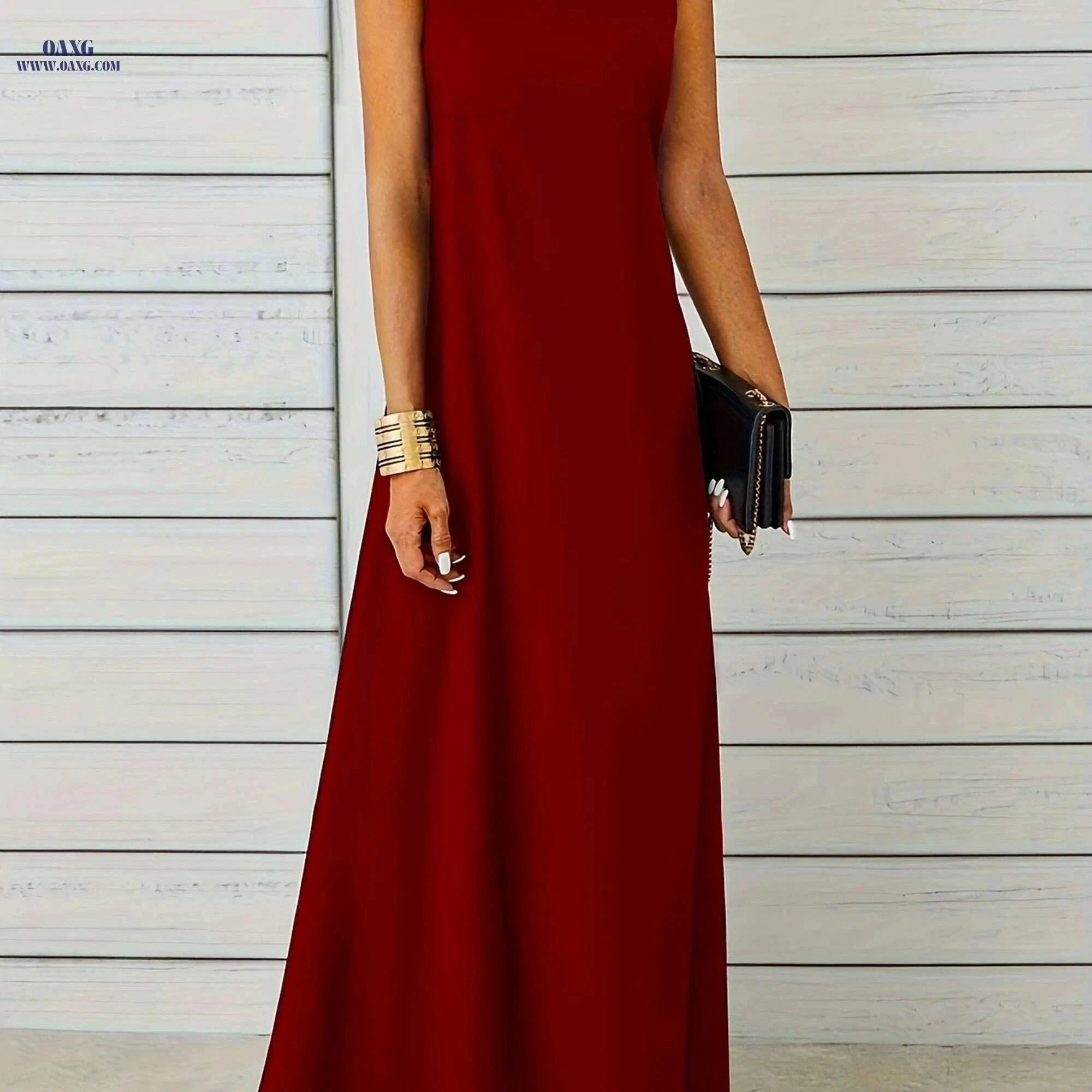 Maxi Tank Dress for Women - Sleeveless Casual Fit and Flare Style   OAXG Black / S