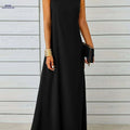 Maxi Tank Dress for Women - Sleeveless Casual Fit and Flare Style   OAXG Black / S