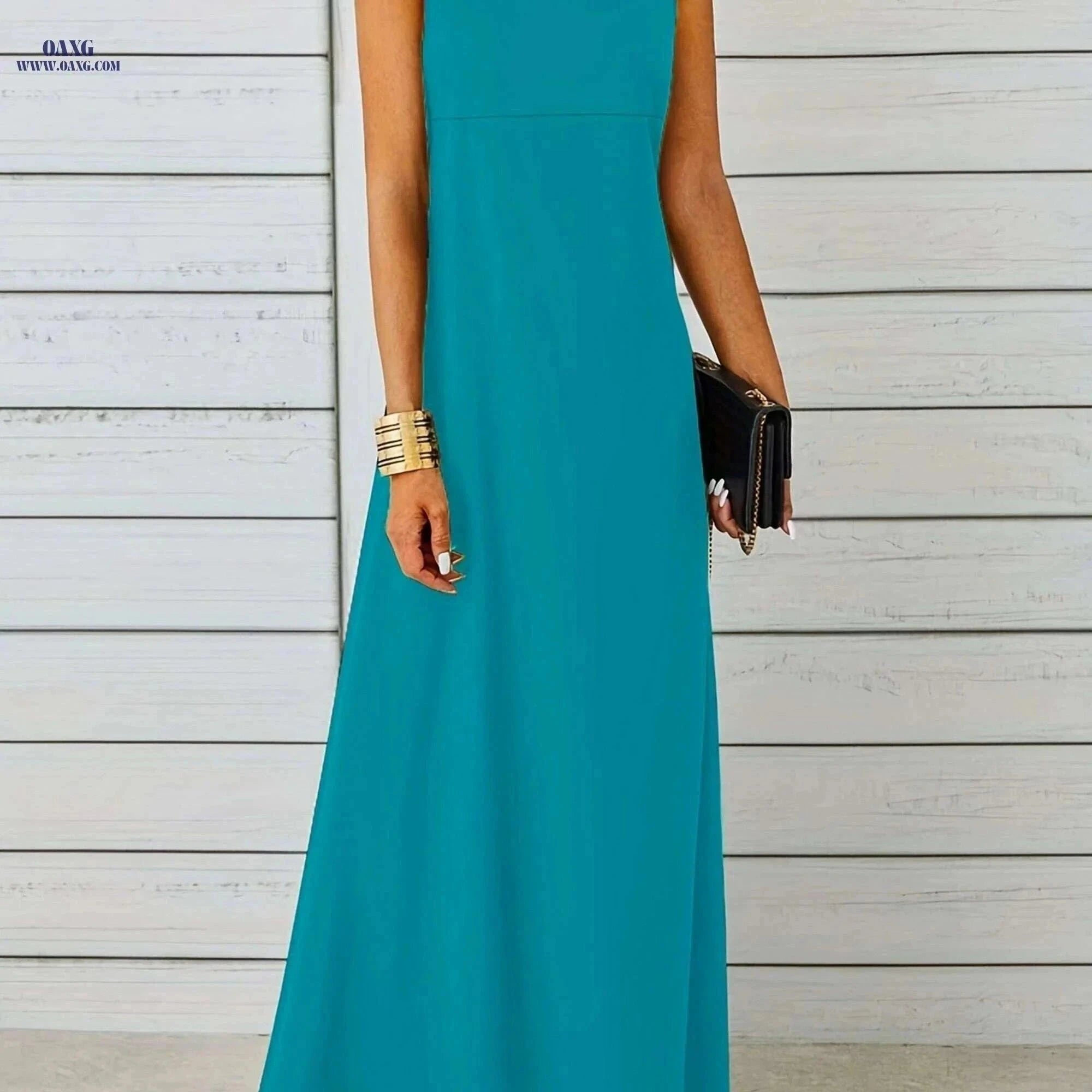 Maxi Tank Dress for Women - Sleeveless Casual Fit and Flare Style   OAXG Black / S