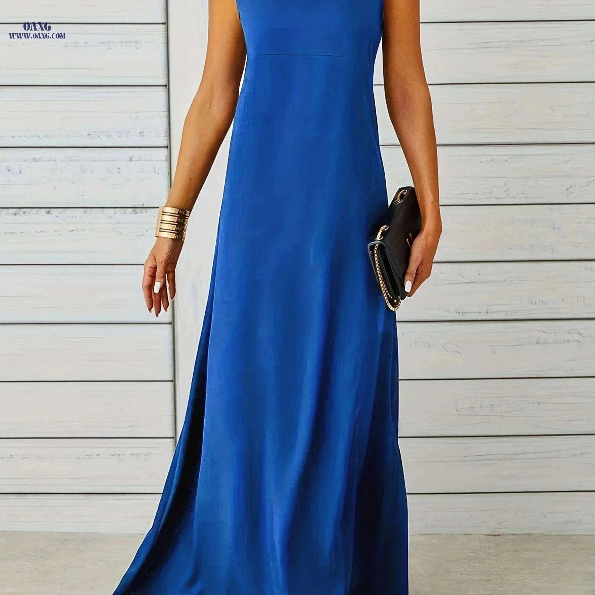 Maxi Tank Dress for Women - Sleeveless Casual Fit and Flare Style   OAXG Black / S
