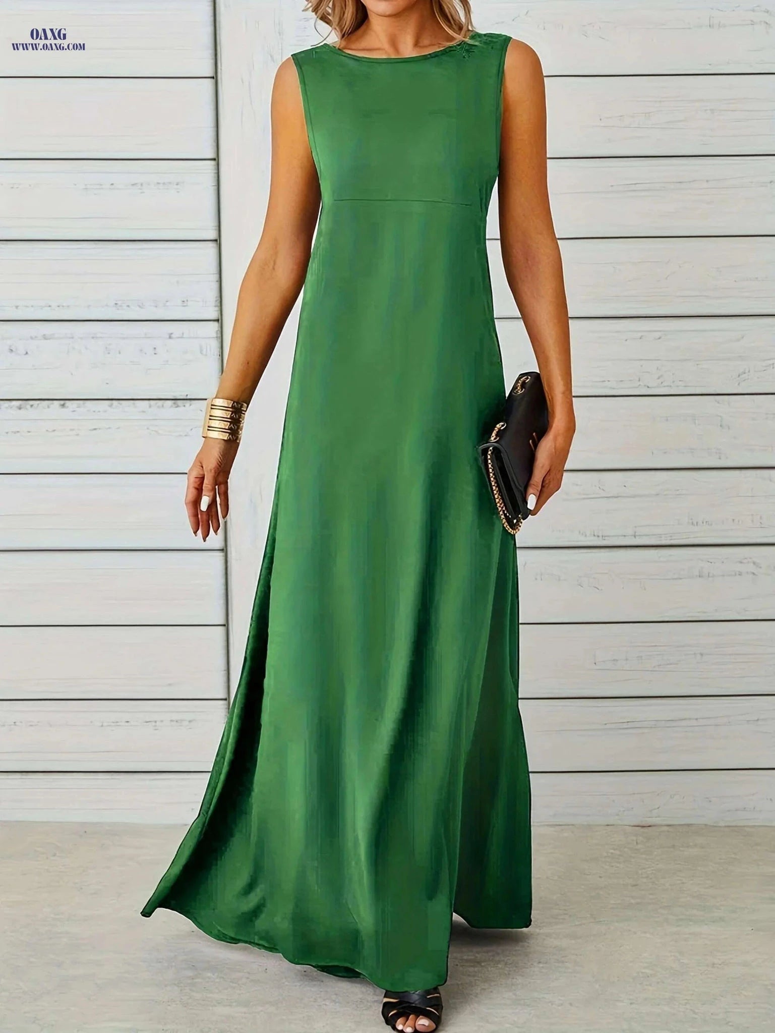 Maxi Tank Dress for Women - Sleeveless Casual Fit and Flare Style   OAXG 