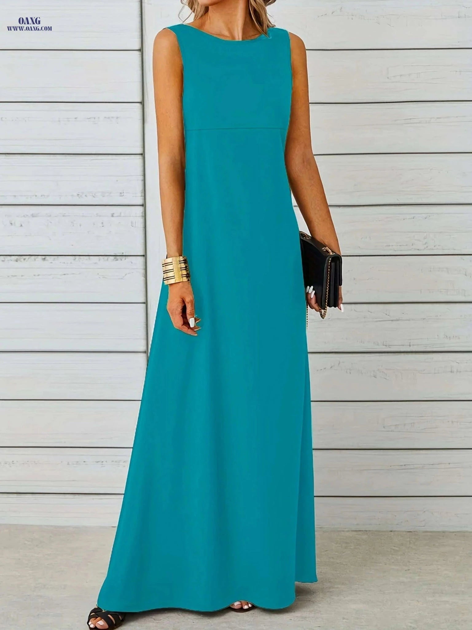 Maxi Tank Dress for Women - Sleeveless Casual Fit and Flare Style   OAXG 