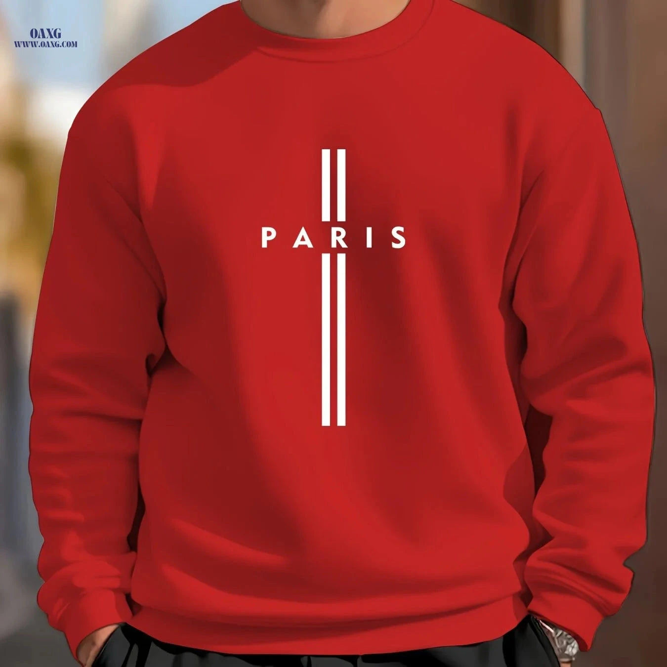 MBD Men's Parisian Letter Print Sweatshirt - Casual Crewneck Top   OAXG 
