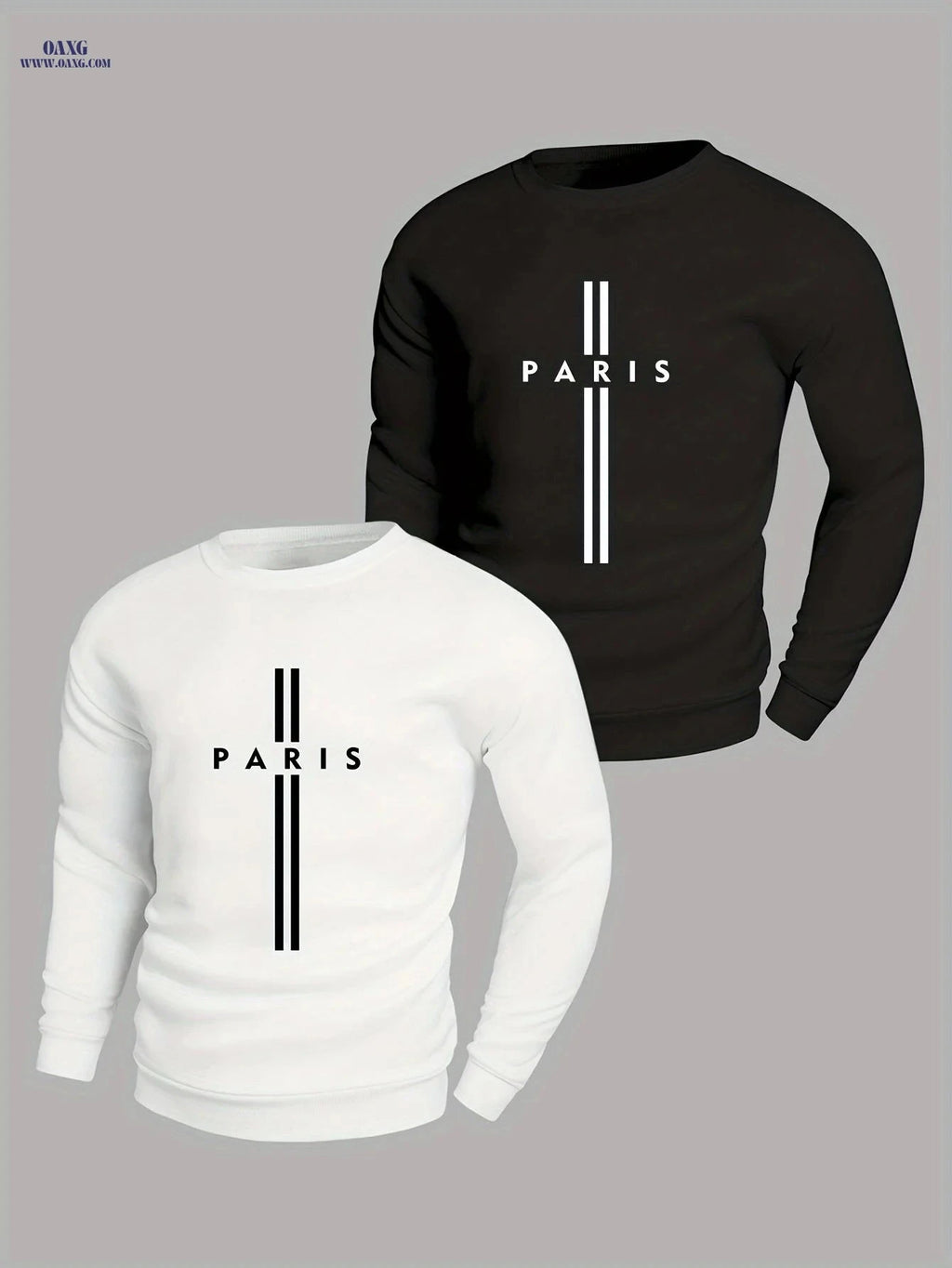MBD Men's Parisian Letter Print Sweatshirt - Casual Crewneck Top   OAXG 