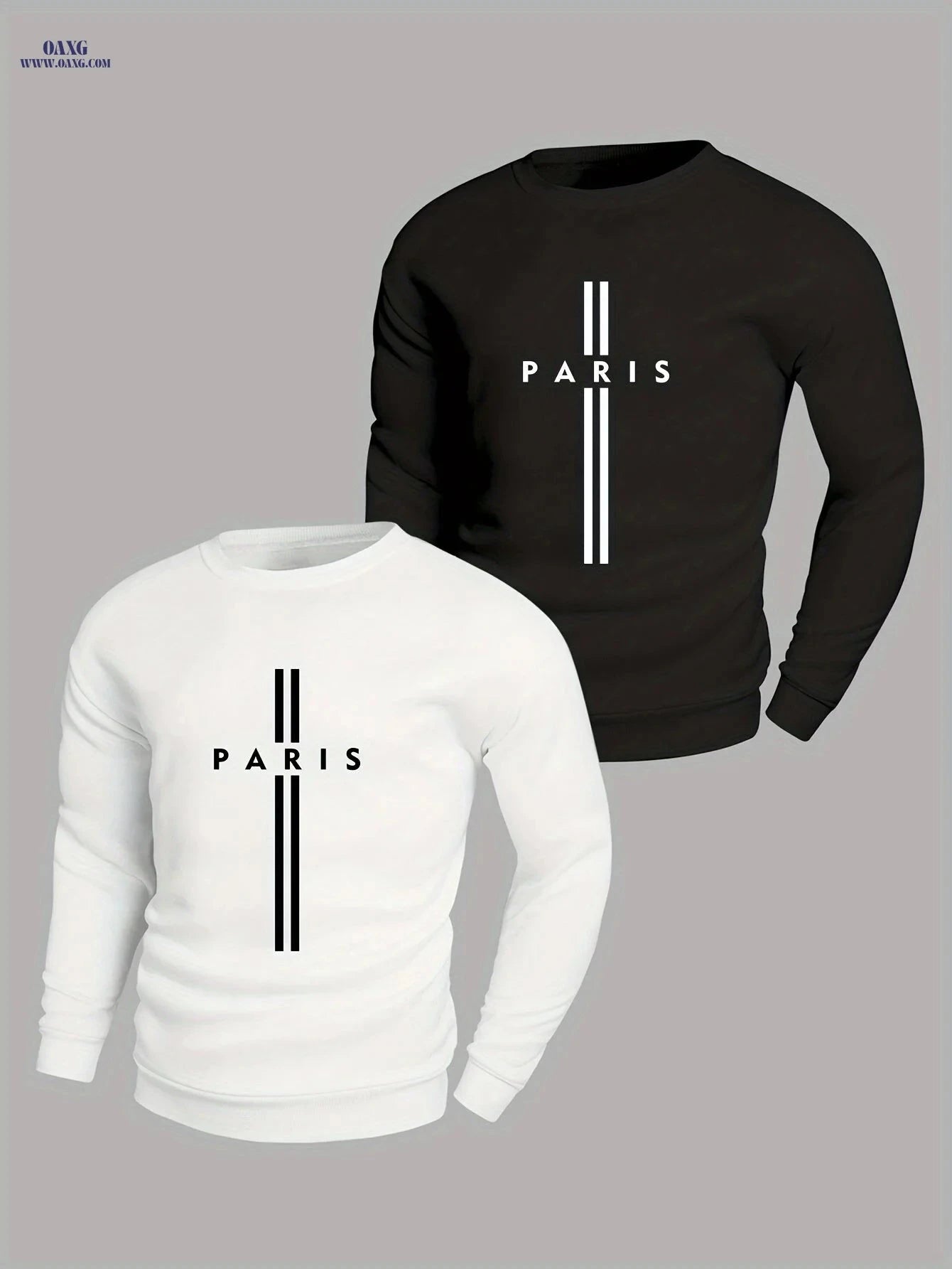 MBD Men's Parisian Letter Print Sweatshirt - Casual Crewneck Top   OAXG 
