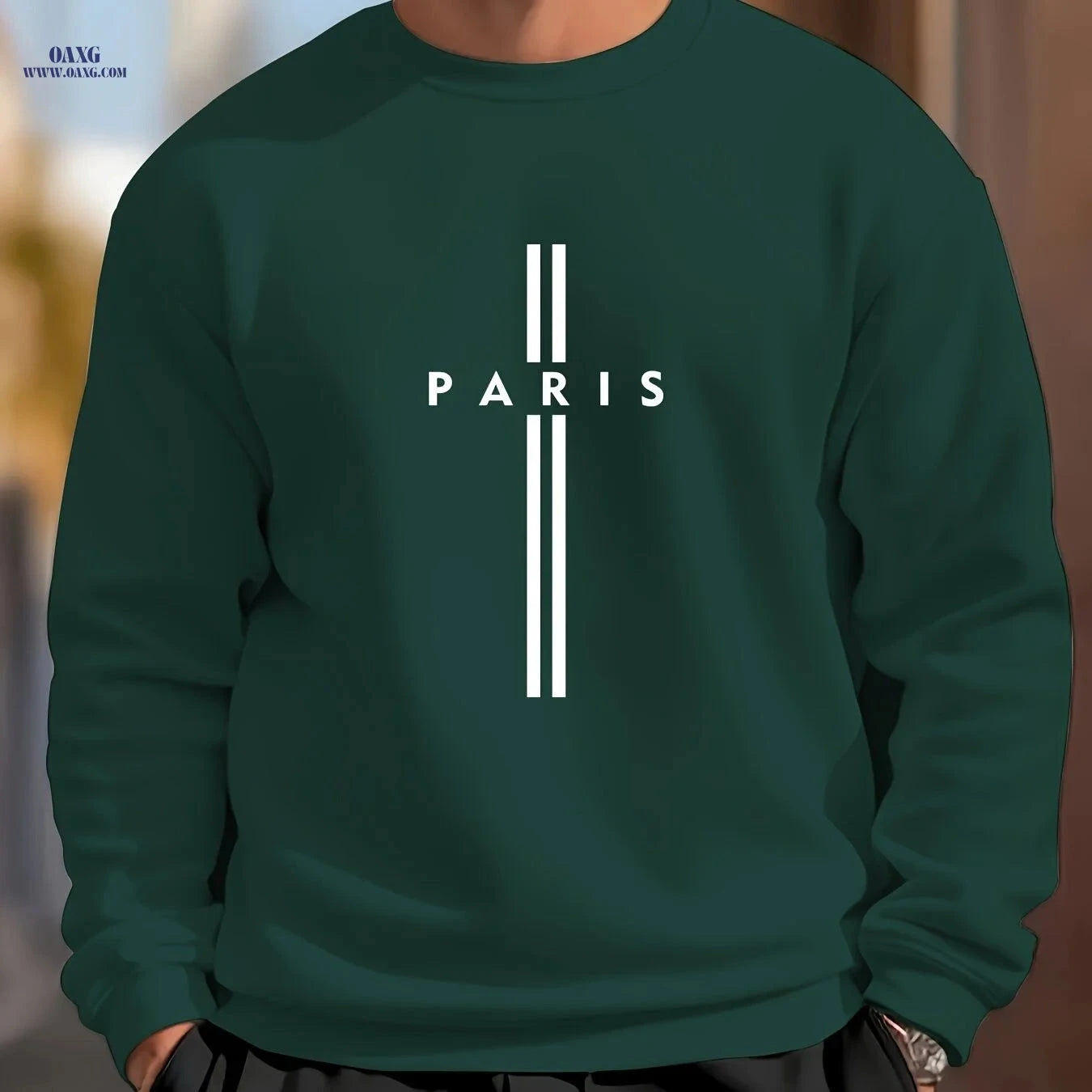 MBD Men's Parisian Letter Print Sweatshirt - Casual Crewneck Top   OAXG 