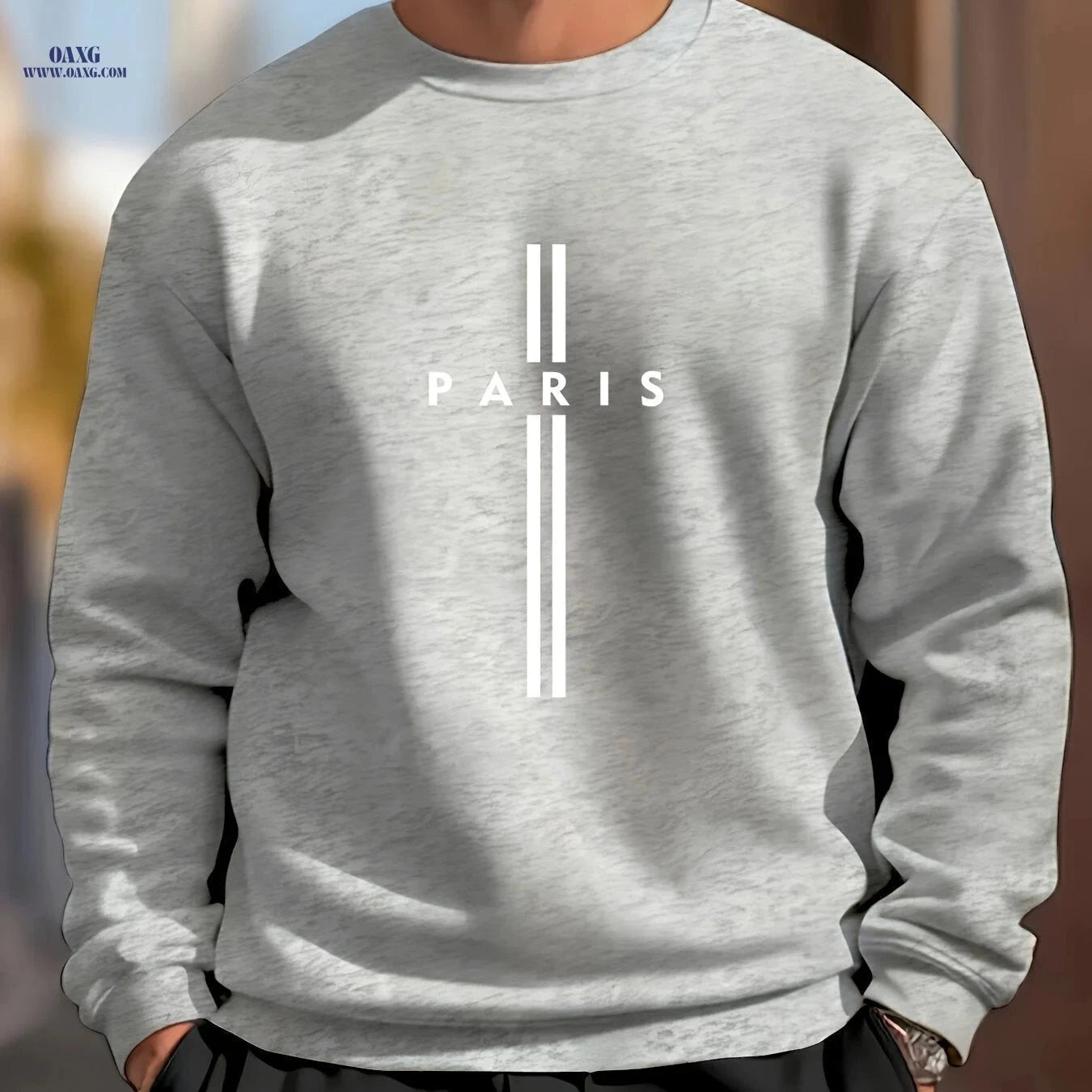 MBD Men's Parisian Letter Print Sweatshirt - Casual Crewneck Top   OAXG 