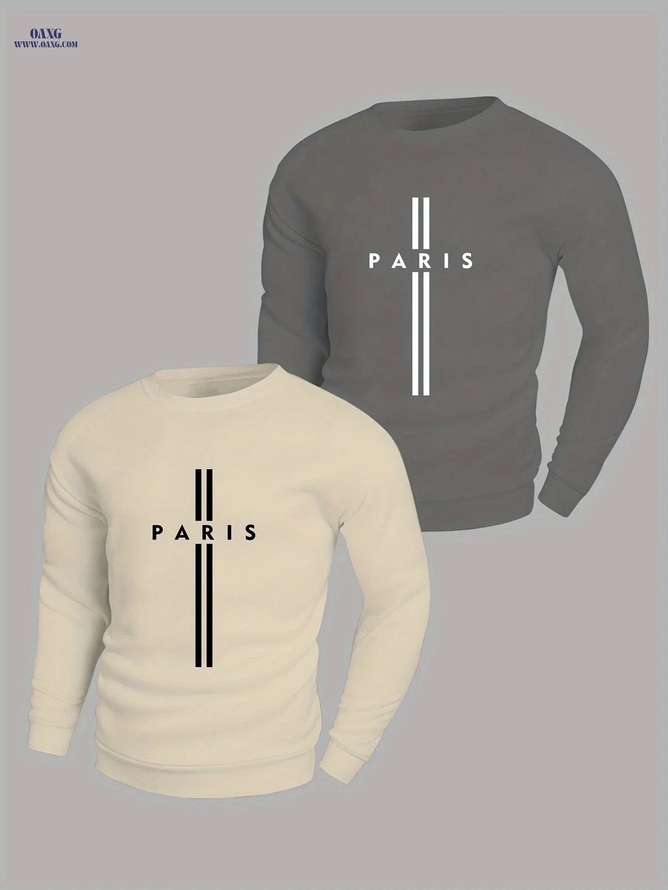 MBD Men's Parisian Letter Print Sweatshirt - Casual Crewneck Top   OAXG 